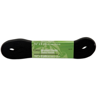 Dritz 9531-B  Braided Elastic 3/8''X6yd-Black (6Pk)