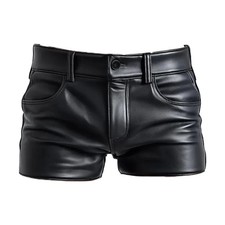 Men's Black Leather Shorts Handmade Genuine Cowhide Party Festival Wear