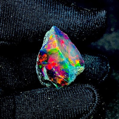 10 Ct Black Ethiopian Opal Rough, Jewelry Grade Welo Opal Rough, Multi Fire Opal