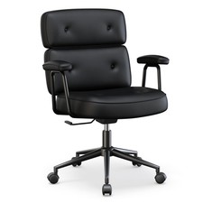 Ergonomic Home Office Desk Chair, PU Leather Computer Chair with Lumbar Suppo...
