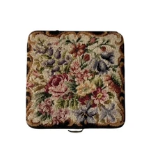 Vintage Powder Compact Micro Petit Point Needlework Unused circa 1950