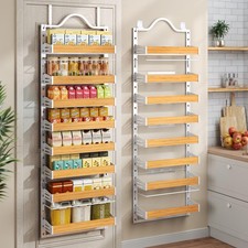 8-Tier Spice Rack Wall Mount, Heavy-Duty Over the Door Pantry Organizer with ...