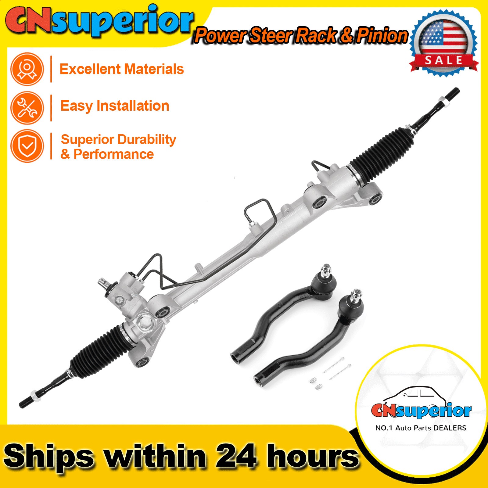 OEM Power Steer Rack & Pinion + Outer Tie Rods for 2007-15 Ford Edge/Lincoln MKX