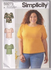 9273 SIMPLICITY - Knit TOP  w Sleeve Variations - Sz XXS to XXL