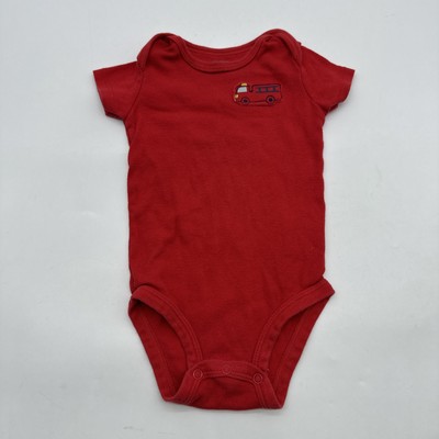 Carters One Piece Youth Boy Fire Truck Red Solid Snap ..#27722