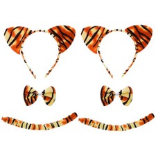 yeabwps 2 Set Tiger Costume Kit with Ears, Nose, Tail and Bow Tie for Hallowe...