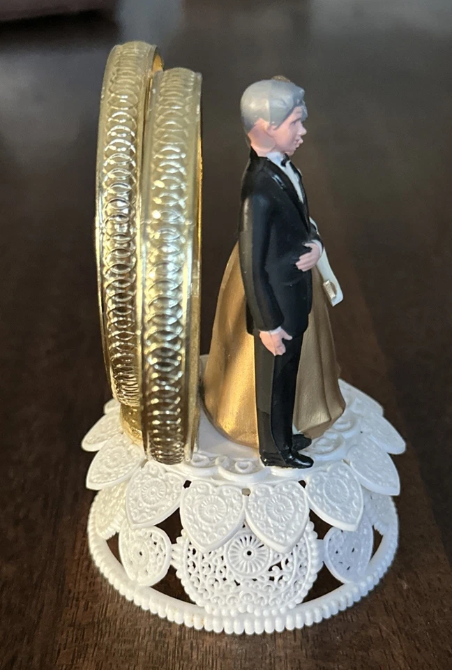 "Pastel de boda vintage Wilton aniversario 50 aniversario novia y novio 7,5""" Foto 4 de 4