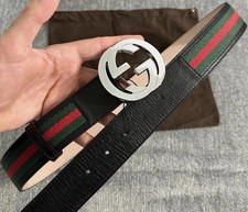 Authentic Gucci Black Green And Red GG Belt, Men’s Size 32-34 (95cm)
