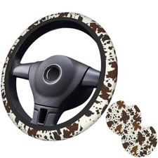 Brown Western Cow Print Steering Wheel Cover for Women One Size Brown Cow Print
