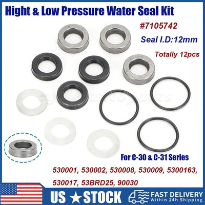 #ad 7105742 Water Seal Kit Highamp;Low Pressure 12mm Pressure Washer Pump Seals C 30 31 $25.99