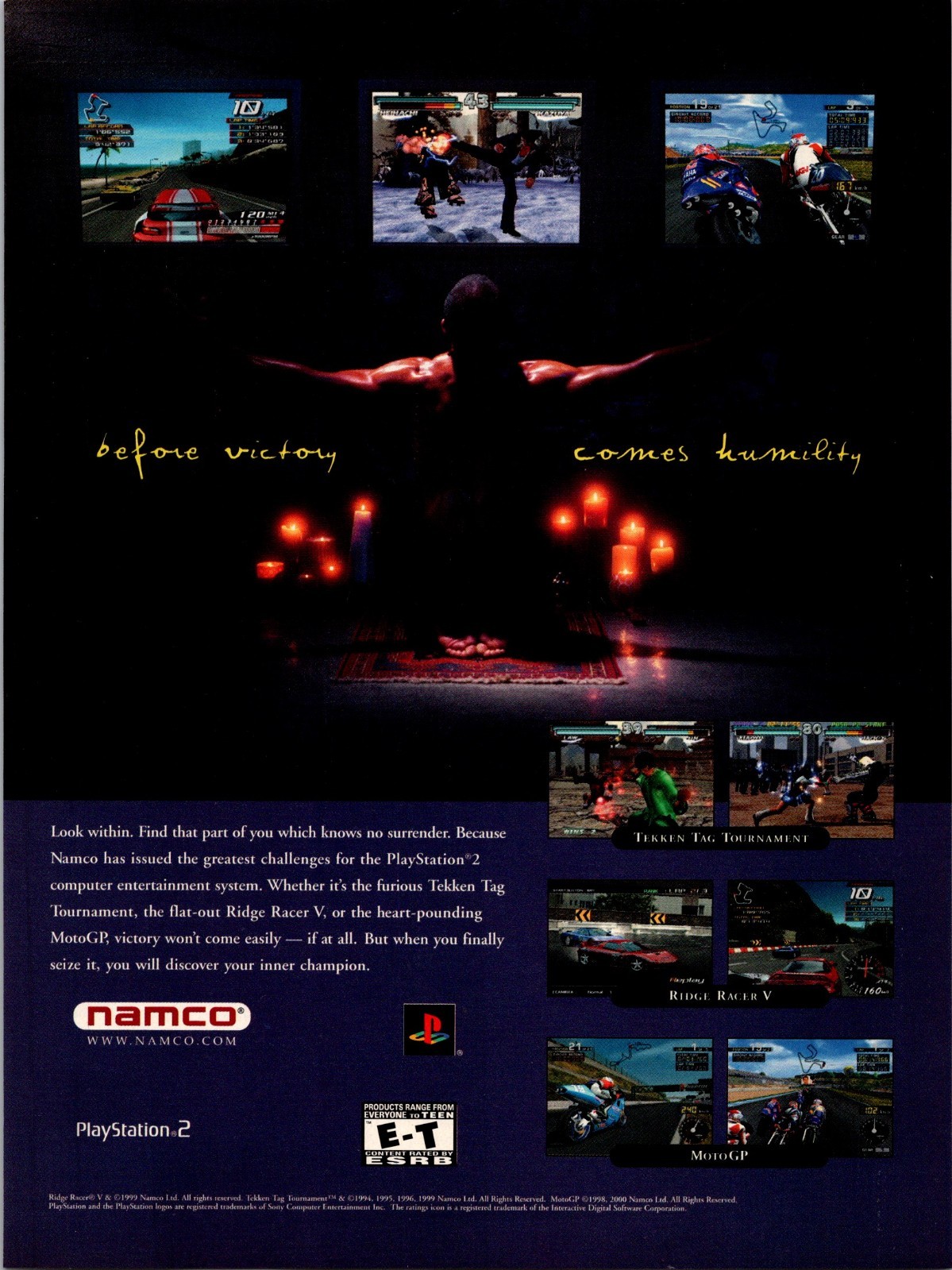 2000 • Anuncio impreso Tekken Ridge Racer Namco PS2 • HIP HOP BA.17 Y2K años 2000