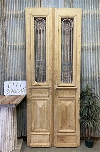 Antique French Double Doors (39.5x101.5) Iron Wood European Old World Door, D171