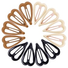 Cptots 12 PCS Metal Snap Hair Clips 12 Count Pack of 1 , Black Brown Beige