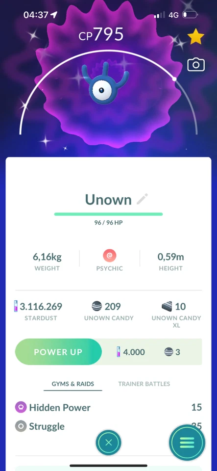 Shiny Unown W - Tr-de - 20k Stardust