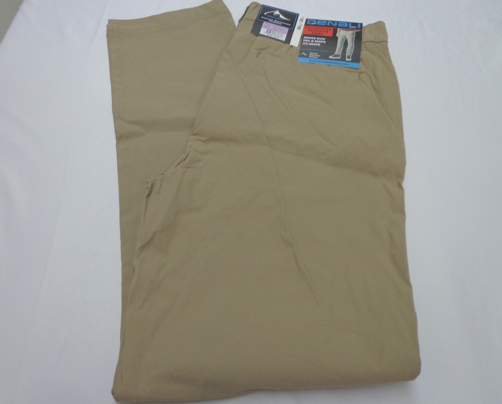 DENALI  Delta Khaki   Technical Stretch Pants  Flex Waist  38/32  NEW   MSRP $54