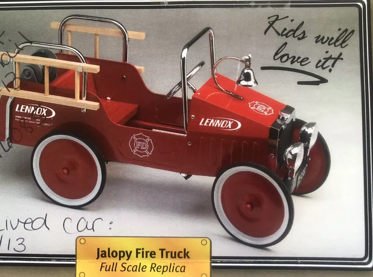 Fire truck pedal car with 2025 hose reel