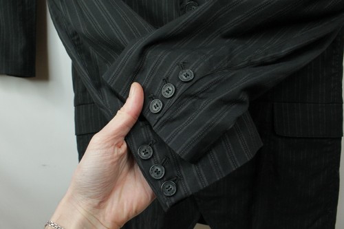 Vintage C'N'C Costume National Avant Garde Black Striped Formal Suit Men's 36/50 - Picture 5 of 20
