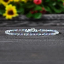 Dainty Rainbow Fire Opal 3mm Beads Healing Reiki Crystal Minimalist Bracelet