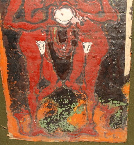 VINTAGE ABSTRACT OIL PAINTING NUDE COUPLE PORTRAIT SIGNED - Picture 10 of 12