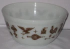 Vintage Pyrex Early American 1 1/2 Quart White/Brown 402 Mixing Bowl - Pre-Owned