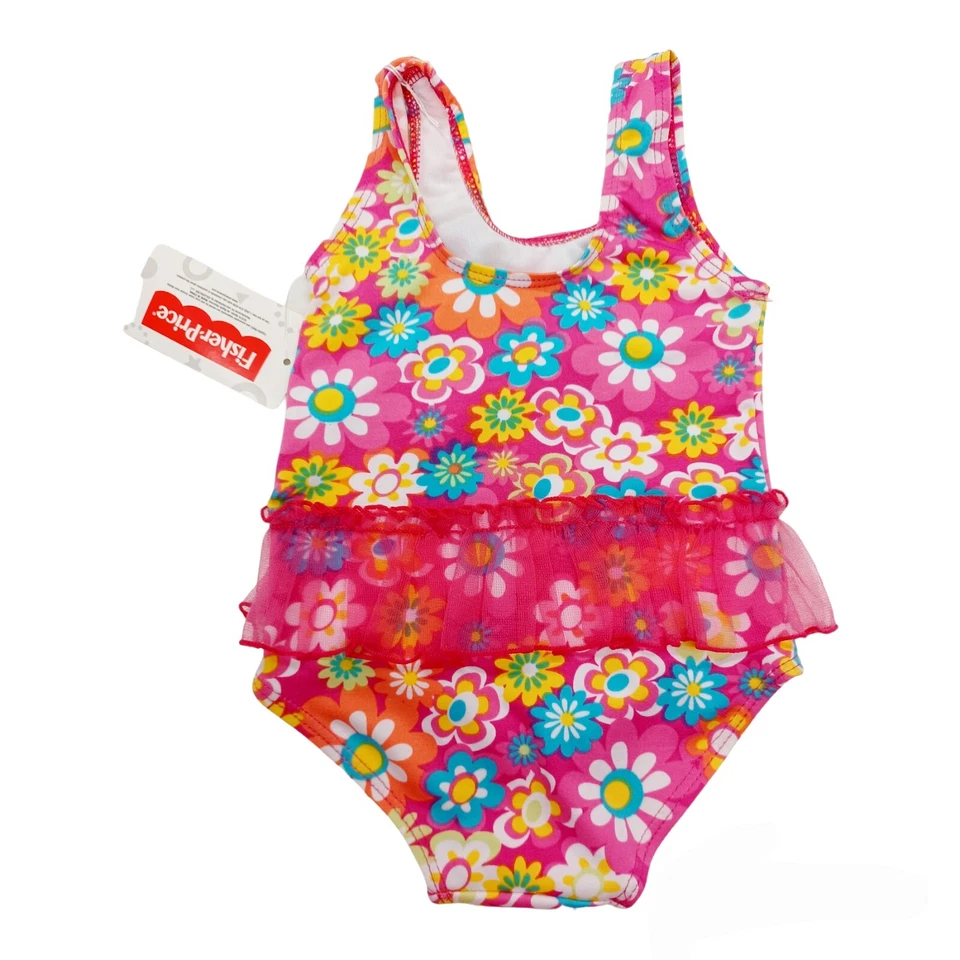 Fisher Price Swimsuit w/Pink Ruffle-12M Baby Girls-Floral-1 Piece - Image 2 of 3