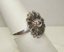 AB .925 Solid Sterling Silver Flower Daisy Sunflower Ring Size 7