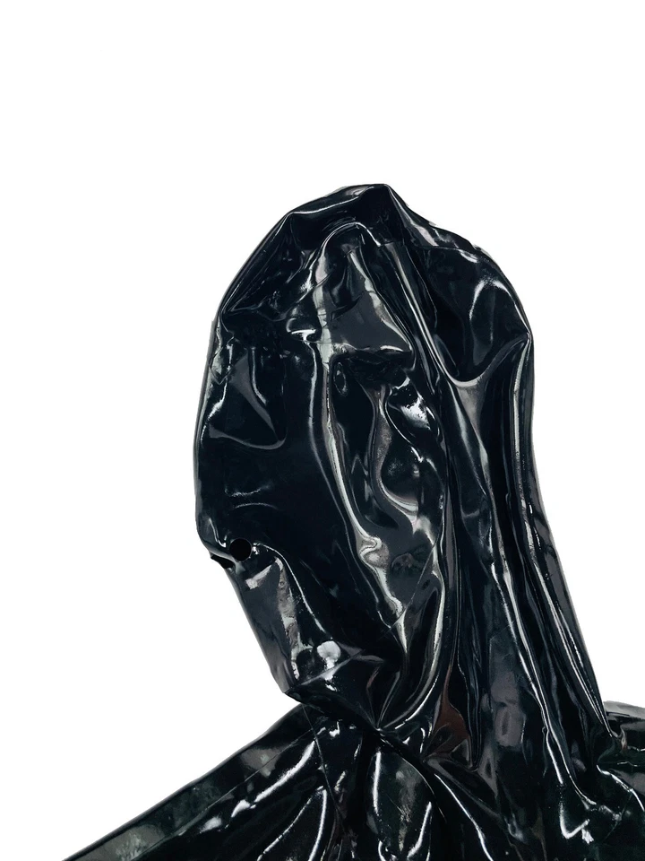 Latex gummi catsuit full cover bodysuit only open nose hole fingerless back zip - Image 4 of 4