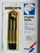 Vintage UNICORN English Darts, Brass Barrel, Metal Tips, Unicorn Design 18 gr