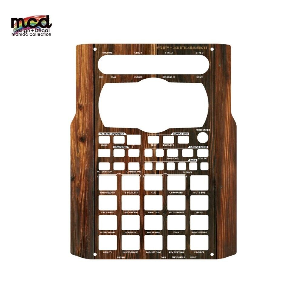 Roland SP-404MK2 Custom Skin Grain Dark Wood Skin Seal Sticker 