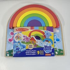 Melissa  Doug Blue's Clues Wooden Rainbow Stacking Puzzle 9 Pieces Red Blue