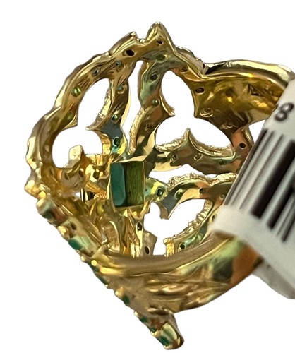 Rarities Gold Plated Sterling Silver Green Chalcedony Tattoo Ring 7 - Picture 7 of 10