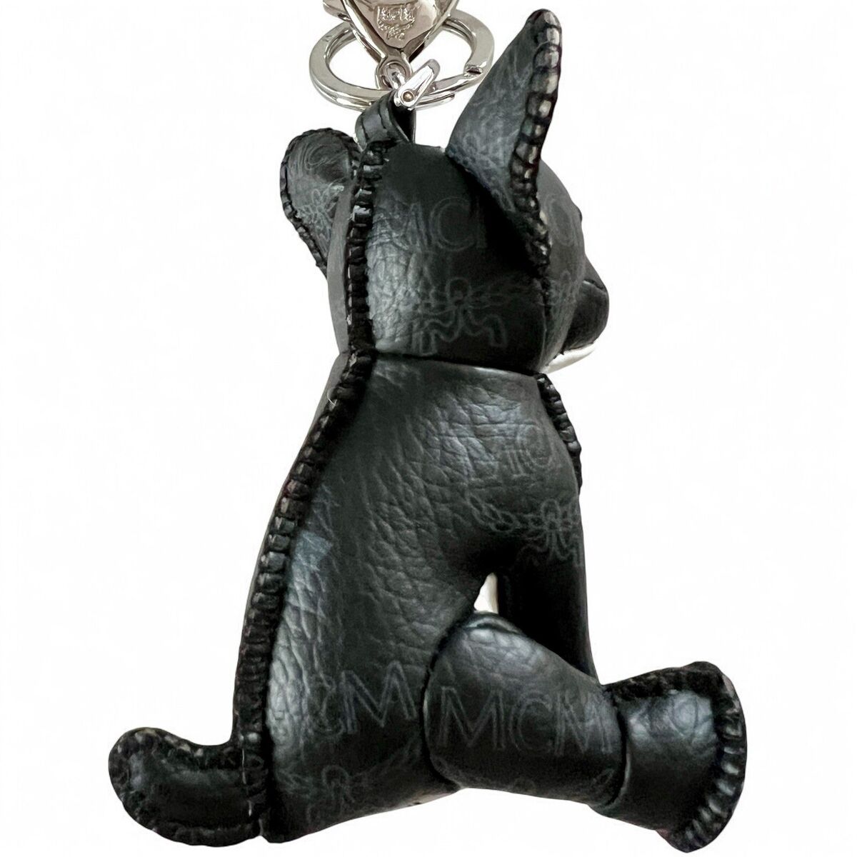 MCM Black/White Leather French Bulldog Bag Charm Key Ring MCM Black/White Leather French Bulldog Bag Charm Key Ring