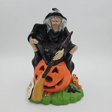 Vintage 1970's  Halloween Witch Byron Mold Company Ceramic Pumpkin Cat