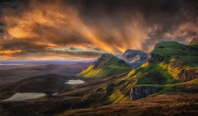 Landscape mountains clouds scotland cliff grass nature Custom Gaming Mat Desk