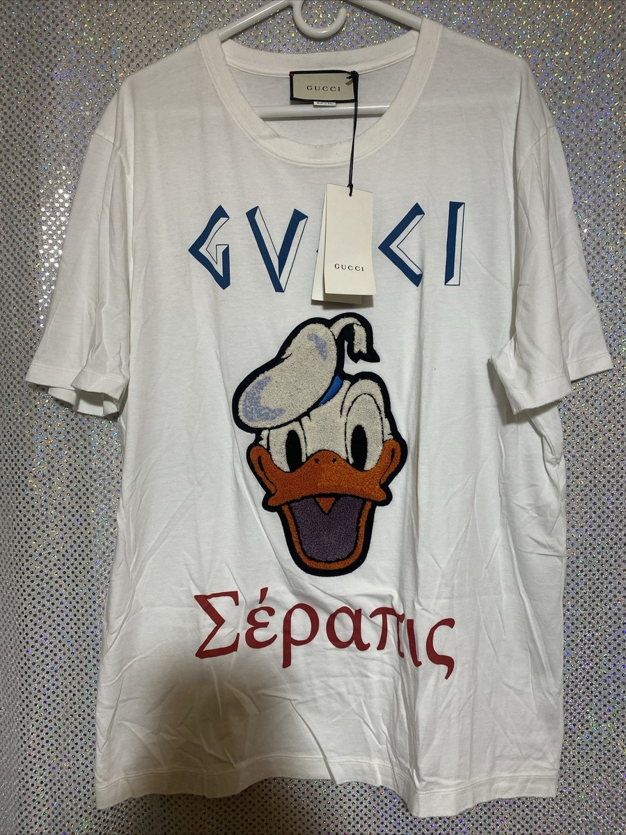 ★送料関税込★GUCCI × Disney ドナルド Tシャツ New GUCCI X DISNEY DONALD DUCK Rocket Embroidered Logo