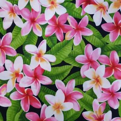 Tissu Coton Imprimé Floral Hawaïen Rose - Fat Quarter 18x21 Pouces, Parfait Pour Quilting Et Masques