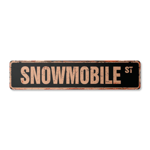 SNOWMOBILE Vintage Street Sign snowmobiling sled skimobile snow mobile - Afbeelding 1 van 20