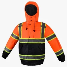 Class 3 Reflective Water proof  Safety Bomber Jacket with Hoodie