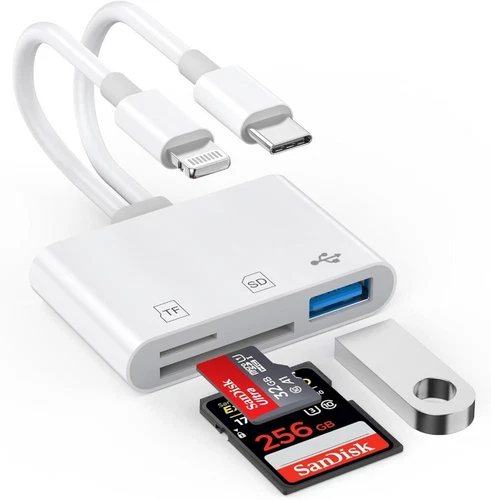 SD Card Reader for IPhone IPad, Lightning and USB C Dual Port SD Card Adapter US
