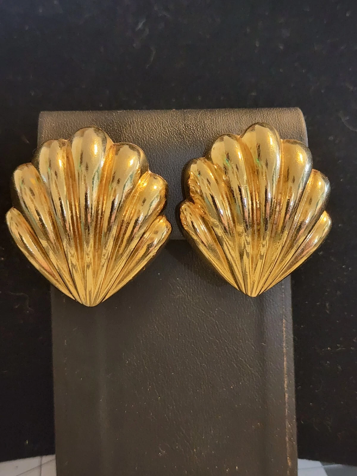 Grandes boucles d'oreilles vintage couture PAOLO GUCCI plaquées or clip