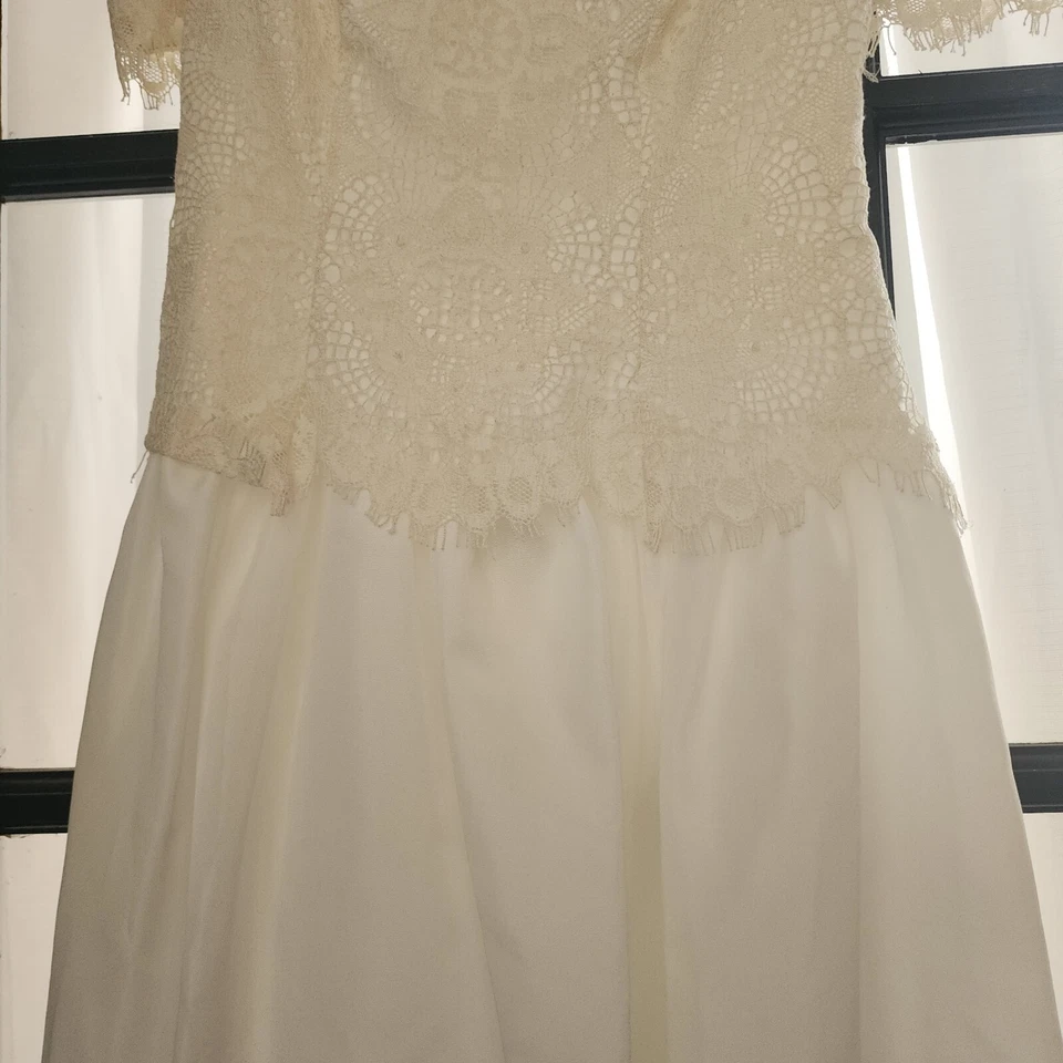 Vintage House Of Bianchi Wedding Gown Princess Off White Beading Train Lace - Image 4 of 4