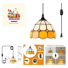 Tiffany Hanging Pendant Light - Dimmable Mini Plug in Light Fixture, Perfect ...
