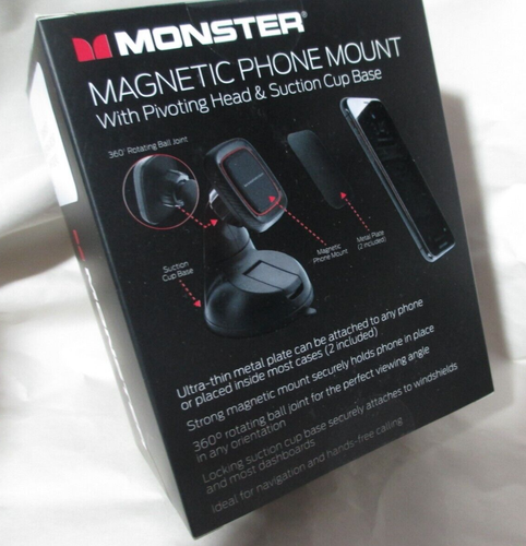 Phone Mount Magnetic + Pivoting Suction Cup Base, Hands-Free Car Cell Calls NEW - Photo 2 sur 11