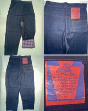 VTG 50s NEW WOMENS 28 X 27 KEYSTONE PLAID LINED SIDE ZIP DARK DENIM JEANS PANTS