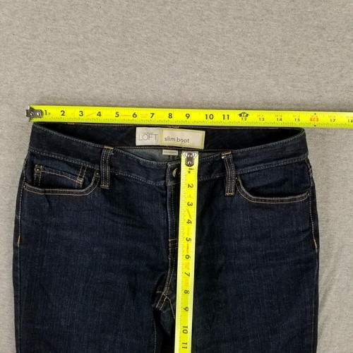 Vintage Ann Taylor Loft Size 4P Petite Slim Boot Cut Jeans Flap Pockets Heavy - Picture 7 of 9