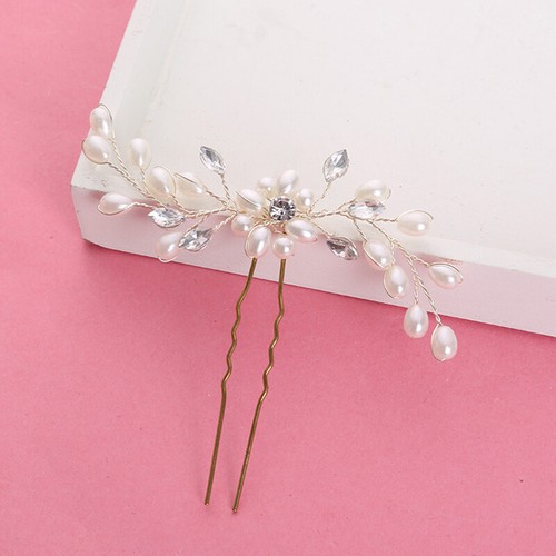 Rhinestone Faux Pearl Hair Pin Clips Bridal Wedding Party Prom Jewelry Accessory - Picture 12 of 14
