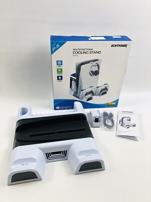 PlayStation 5 Ständer Controller Ladestation Kühler von Echtpower PS 5 in weiß