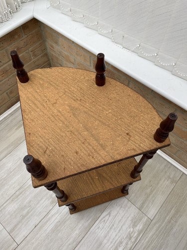 Antique Vtg Brown Gold Wooden Corner Shelving Unit Table Shelve Furniture 73cm - Picture 9 of 10