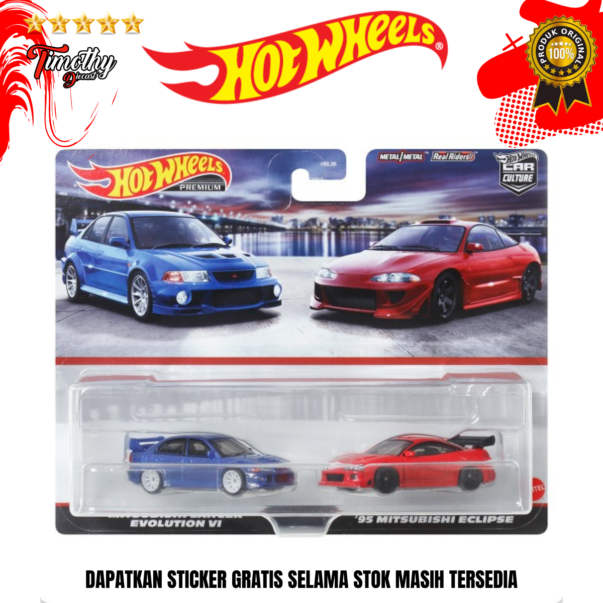 Hot WheelsミニカーランサーEvolution VI & Eclipse Hot Wheels Premium 2 Cars Mitsubishi Lancer Evolution VI