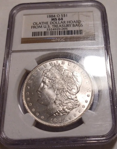 1884 O Morgan Silver Dollar NGC MS-64 U.S TREASURY BAGS
